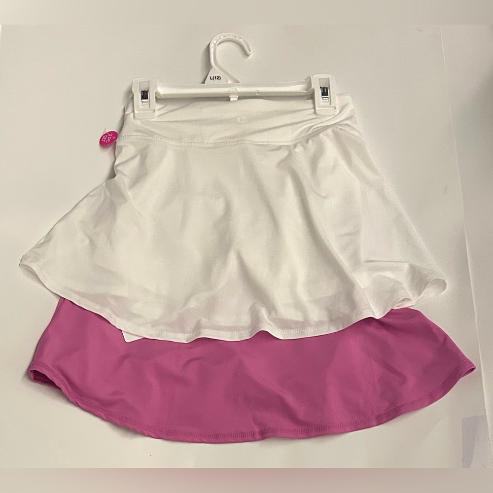 New 90 Degree by Reflex Girls 2 Piece Skort Set Pink White Girls size L (12) - Picture 12 of 16